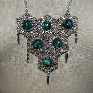 Vintage Turquoise Chip Fish Necklace